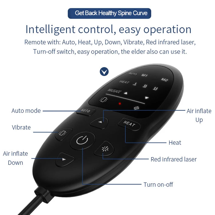 Hot Selling Dynamic Traction Electric Portable Lower Back Pain Vibration Body Infrared Laser Back Massager Black Waist Massager