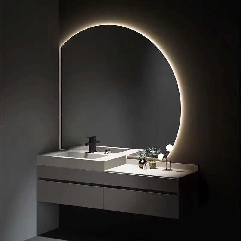 New modern high-end fashion half round wall-mounted customizable round bathroom mirror