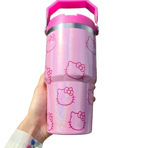 Новинка оптовая продажа термос с милым мультяшным рисунком 30OZ20oz портативная соломенная вспышка kt 1 8 литровая теплоизоляционная Автомобильная чашка