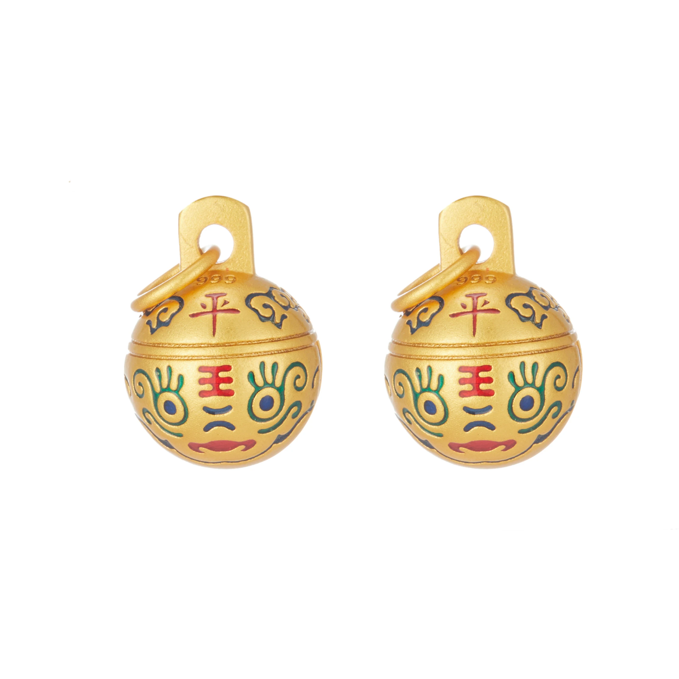 Ancient sand gold bell can ring gold swallowing beast bell tiger head bell string hydrangea pendant string accessories