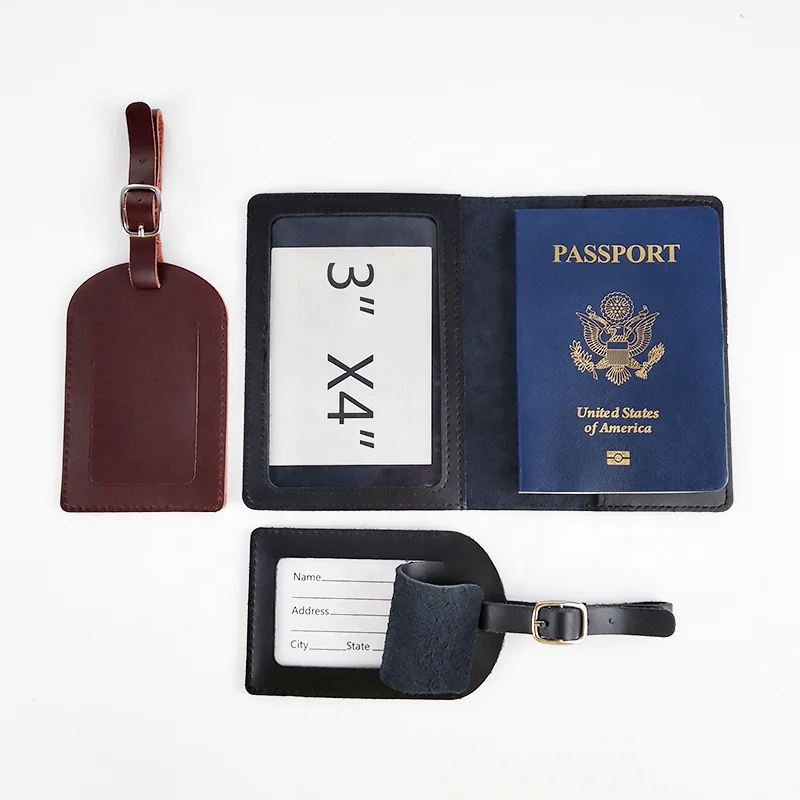 his and her luggage tag custom genuine leather passport id holder rfid blocking security