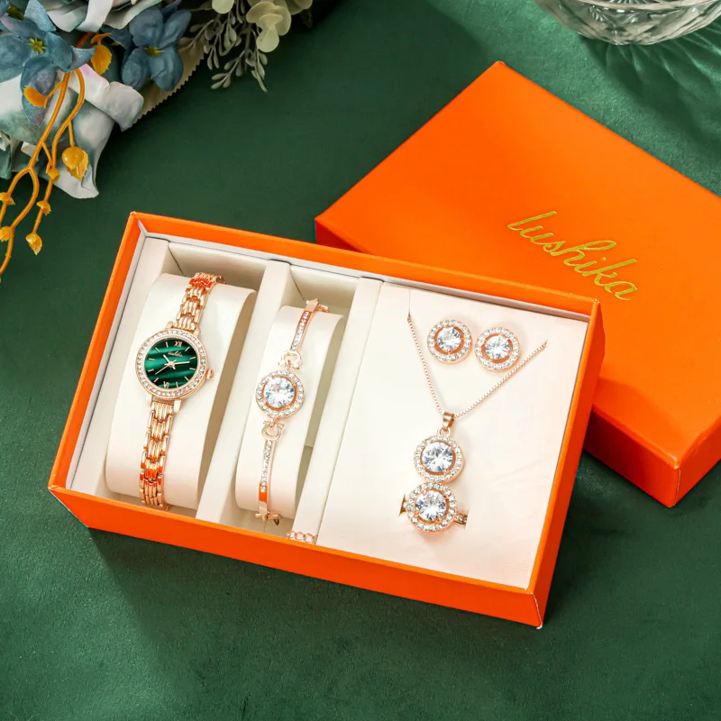 Fashion Female Quartz Wrist Watch Sets With Box Colourful Ladies Watch Gift Set