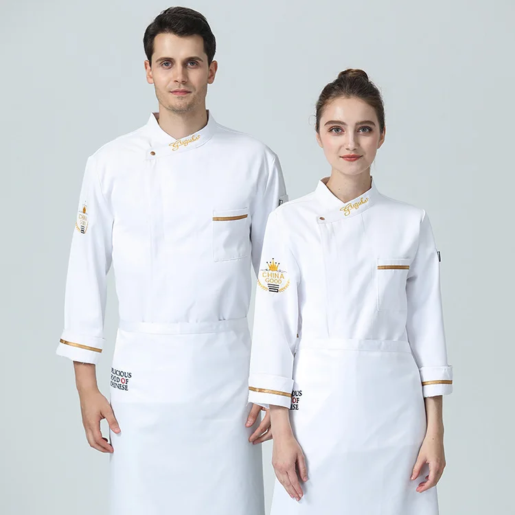 Wholesale unisex kitchen chef uniform bakery food service cook long sleeved breathable shirt single breasted chef jacket clothes