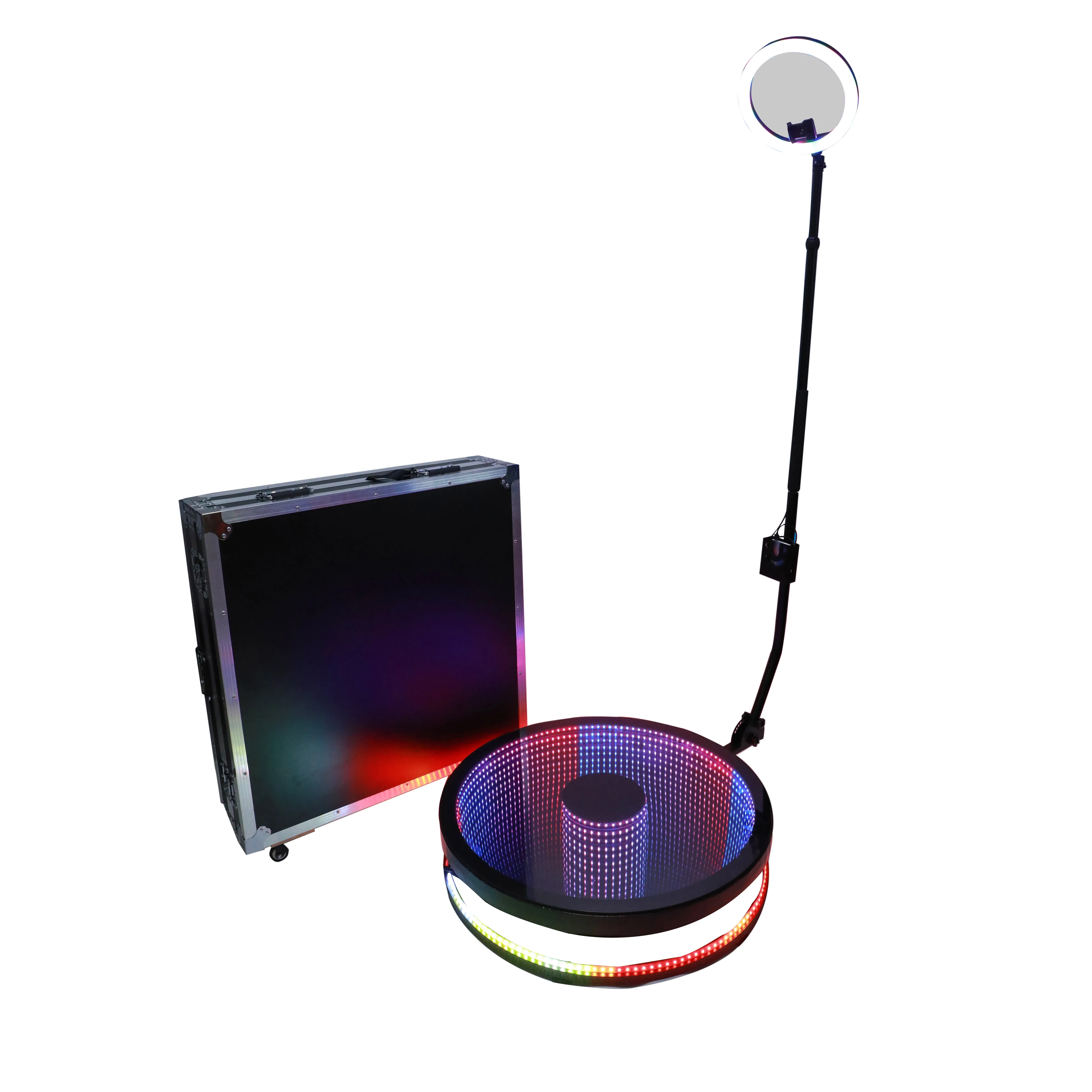 E-commercial popular rotating 360 LED selfie station photo booth overhead glass 360 photo booth  for 4 people