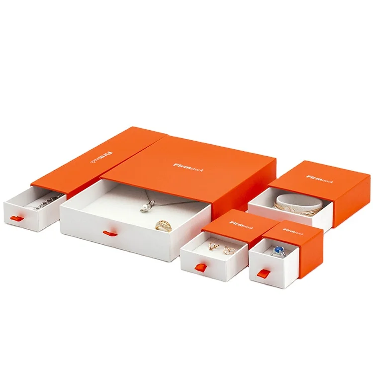 Gift Custom Silver Logo Drawer Ring Jewelry Boxes For Jewelry  With Paper Jewelry Packaging Box