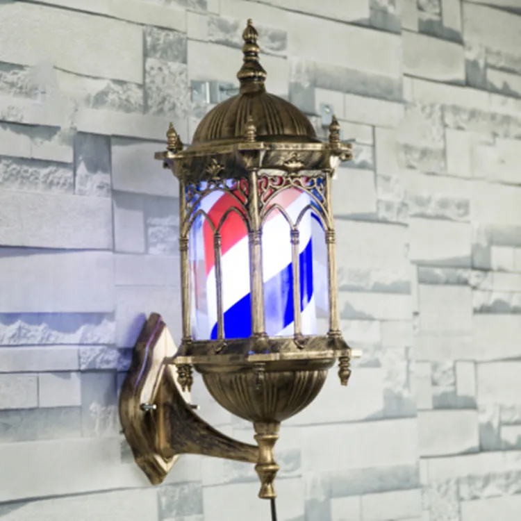New design Wall Mounted Waterproof Light Hairdressing Shop LED Hair Salon Sign Light Rotating Barber Pole