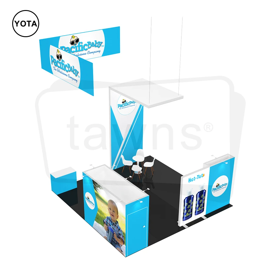 Tawns Trade Show Booth Display Custom Printed Double Sides Tension Frameless Fabric Light Box Backdrop Stand