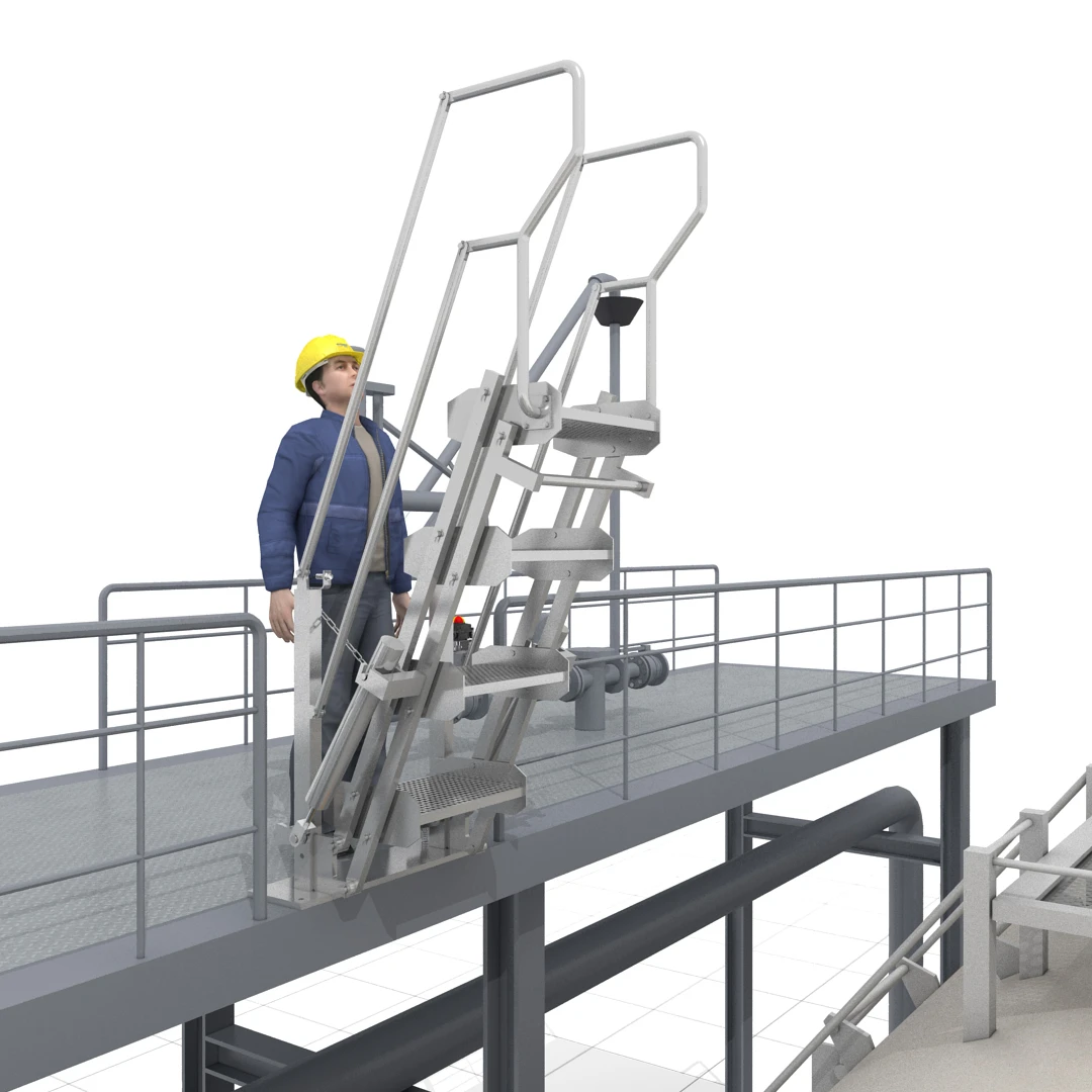 Hot sell Aluminium loft aluminum ladder with spring cylinder balance system Handrail step for petrochemical industry