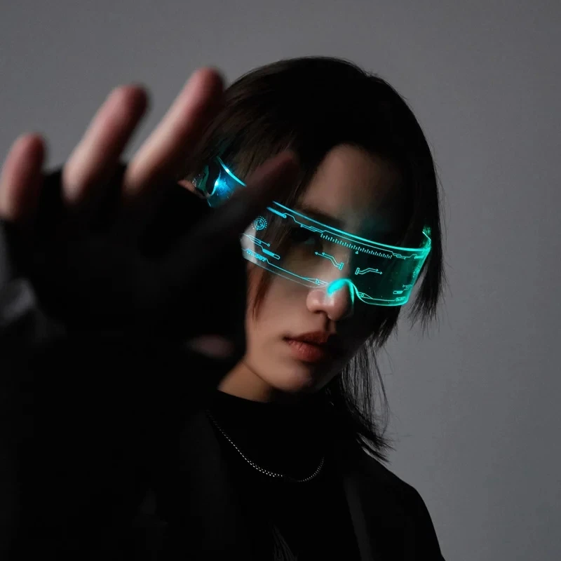 LED Light up Glasses Futuristic Luminous Rave Glasses LED Glasses for Halloween Bars Clubs Parties