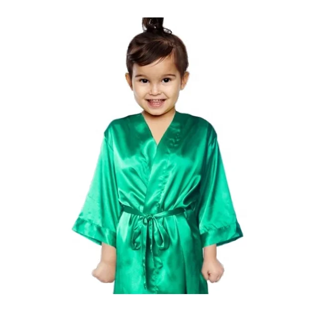 Wholesale High Quality Flower Girl Robe Silky Satin Robe Baby Bathrobe Kids Silky Night Dress Satin Robe For Girls