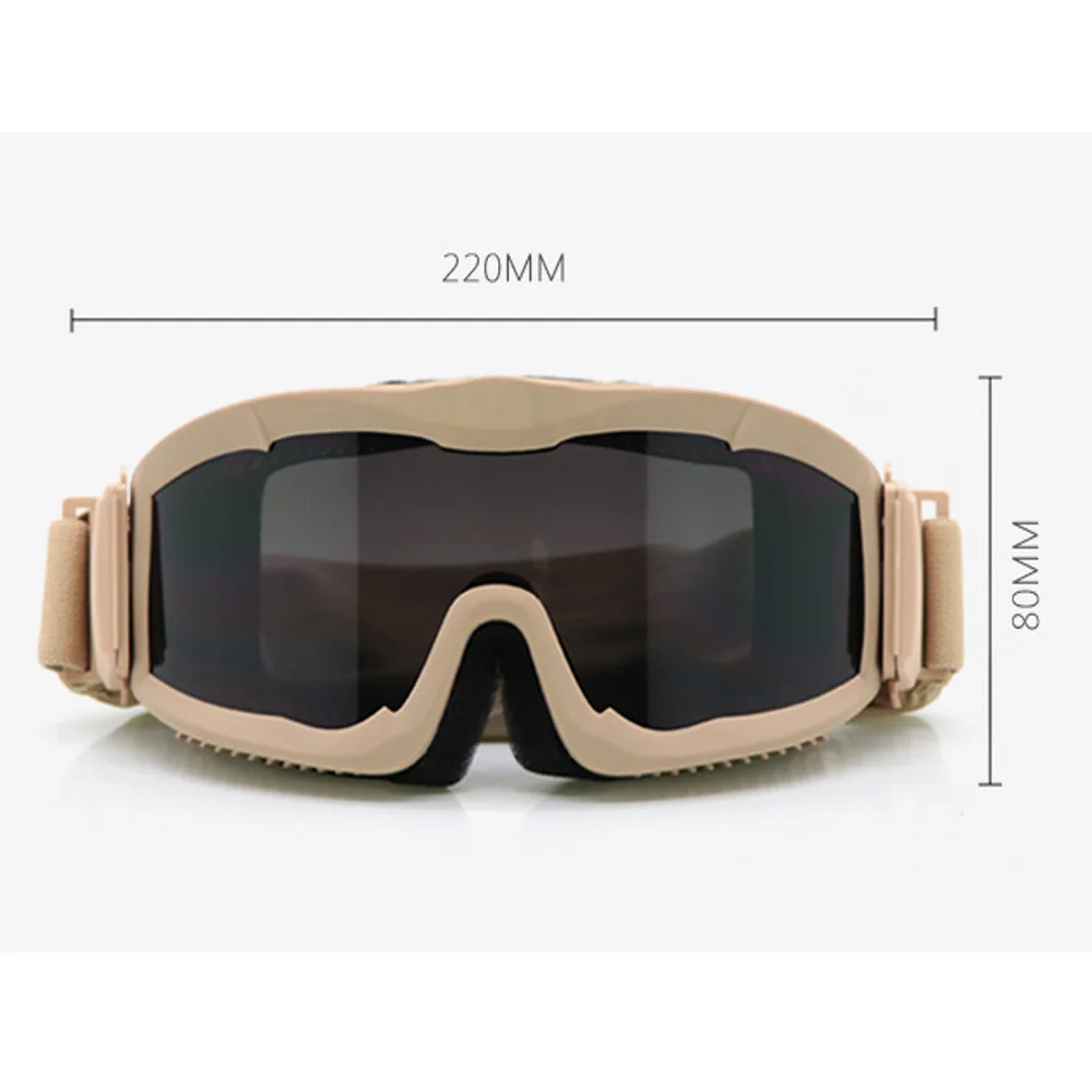 Racing Shooting Glasses Windproof Sunglasses 3 Lens CS Airsoft Paintball Hunting Tactical Goggles