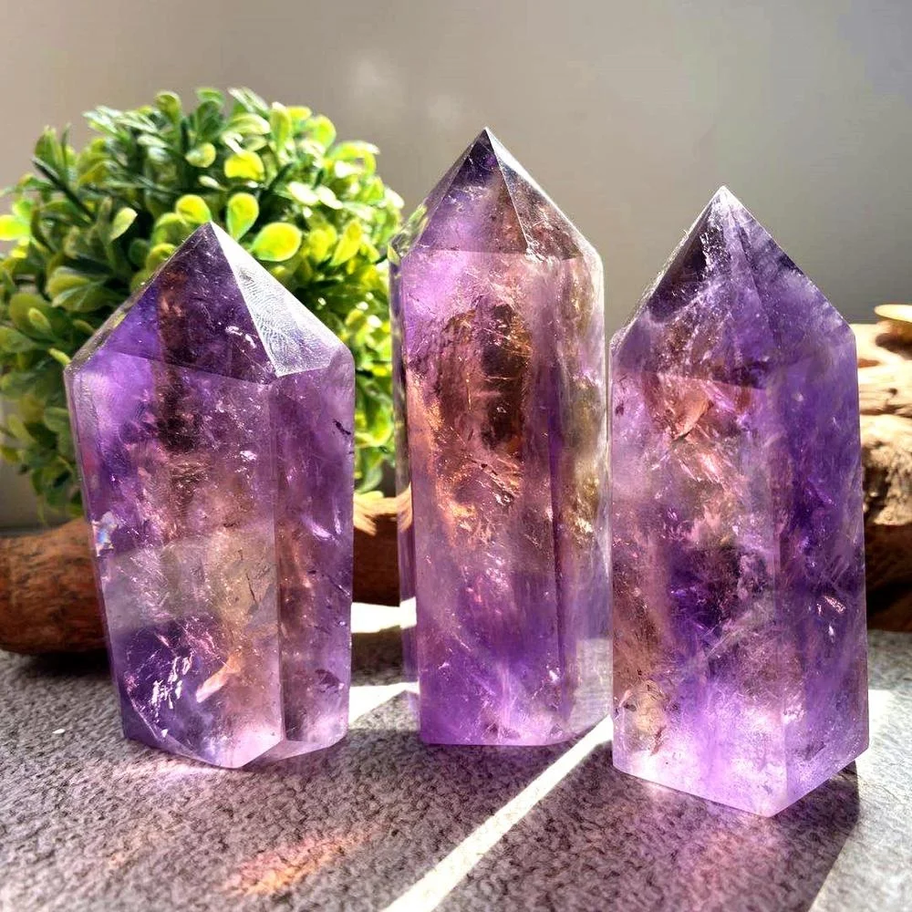 Hot Sale Natural Folk Crafts Crystal Quartz Tower Hand Carving  Reiki Gemstone Wands Ametrine Point for Healing