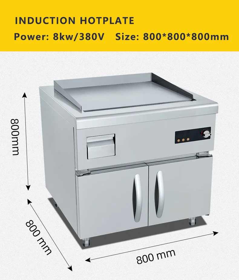 2023 Freestanding Large Electric Induction Griddle Stainless Steel Teppanyaki Grill for Restaurant
