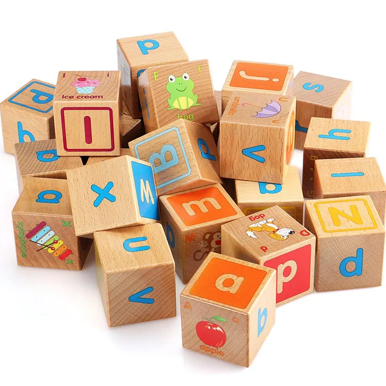 Wholesale  colorful shape stacking wooden puzzle wooden alphabet letter blocks toy for kids game