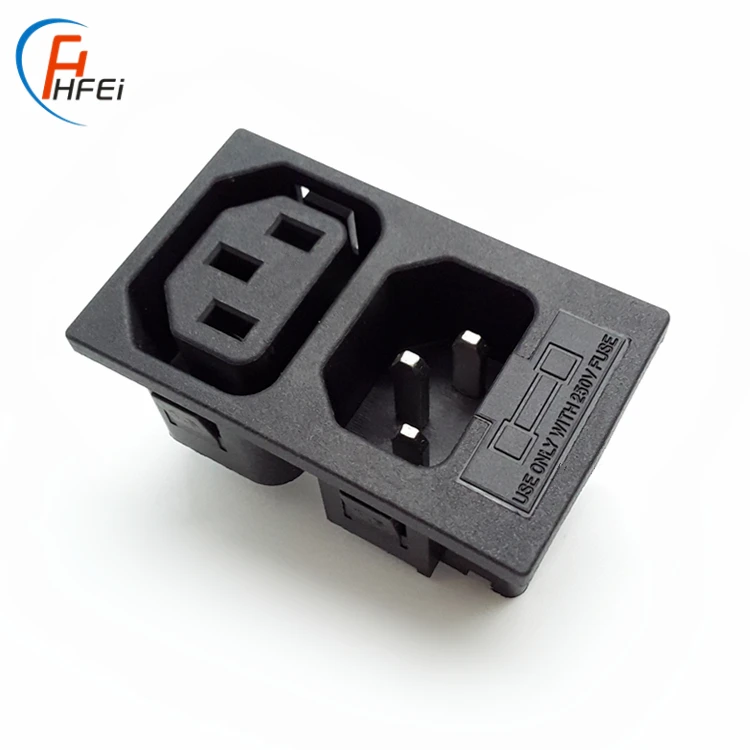 Hot sell ac power inlet connector C13 and C14 ac socket plug with fuse 3 pins plug socket