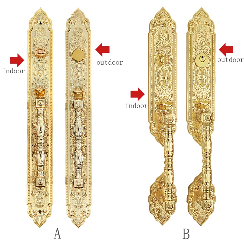Luxury villa zinc alloy door handle lock set double door CL-0126