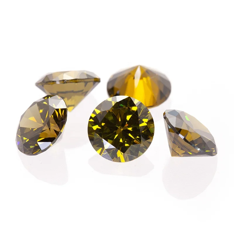 Thriving Gems Customized 3mm Round Olive CZ Wholesale Loose Zircon Gemstone