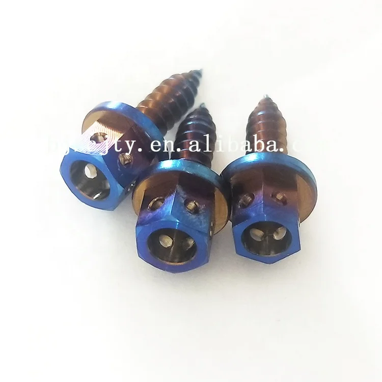Hex flange head Gr5 titanium self-tapping screw
