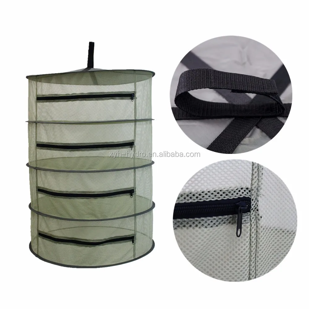 Green Hydroponics Collapsible Detachable Mesh Hanging Herb Drying Net Garden Drying rack