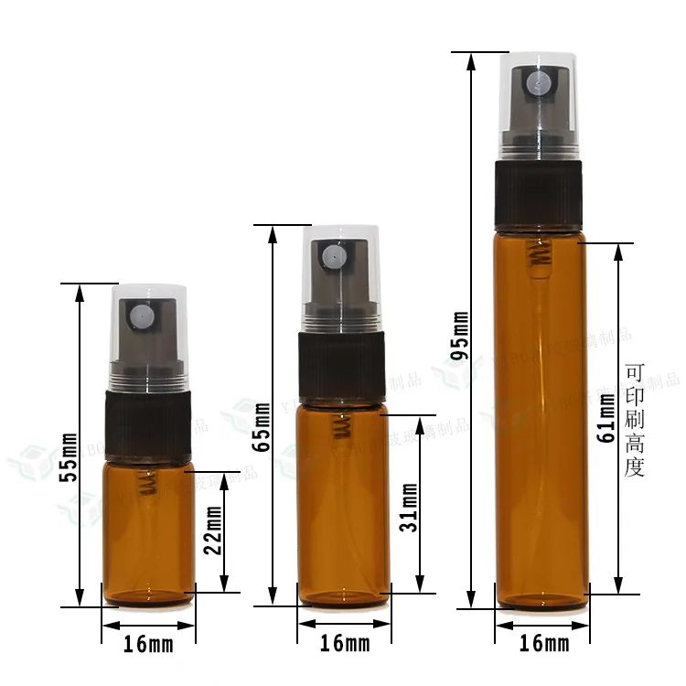 Perfume sample Bottles amber borosilicate glass tube Tester Glass Parfum Vials with dropper or sprayer