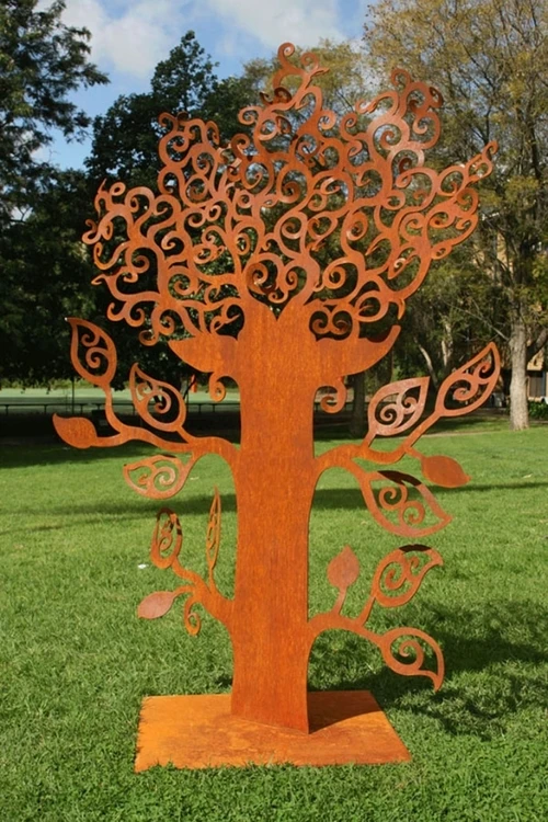 Metal Sculpture People tree Corten Steel Statue for sale