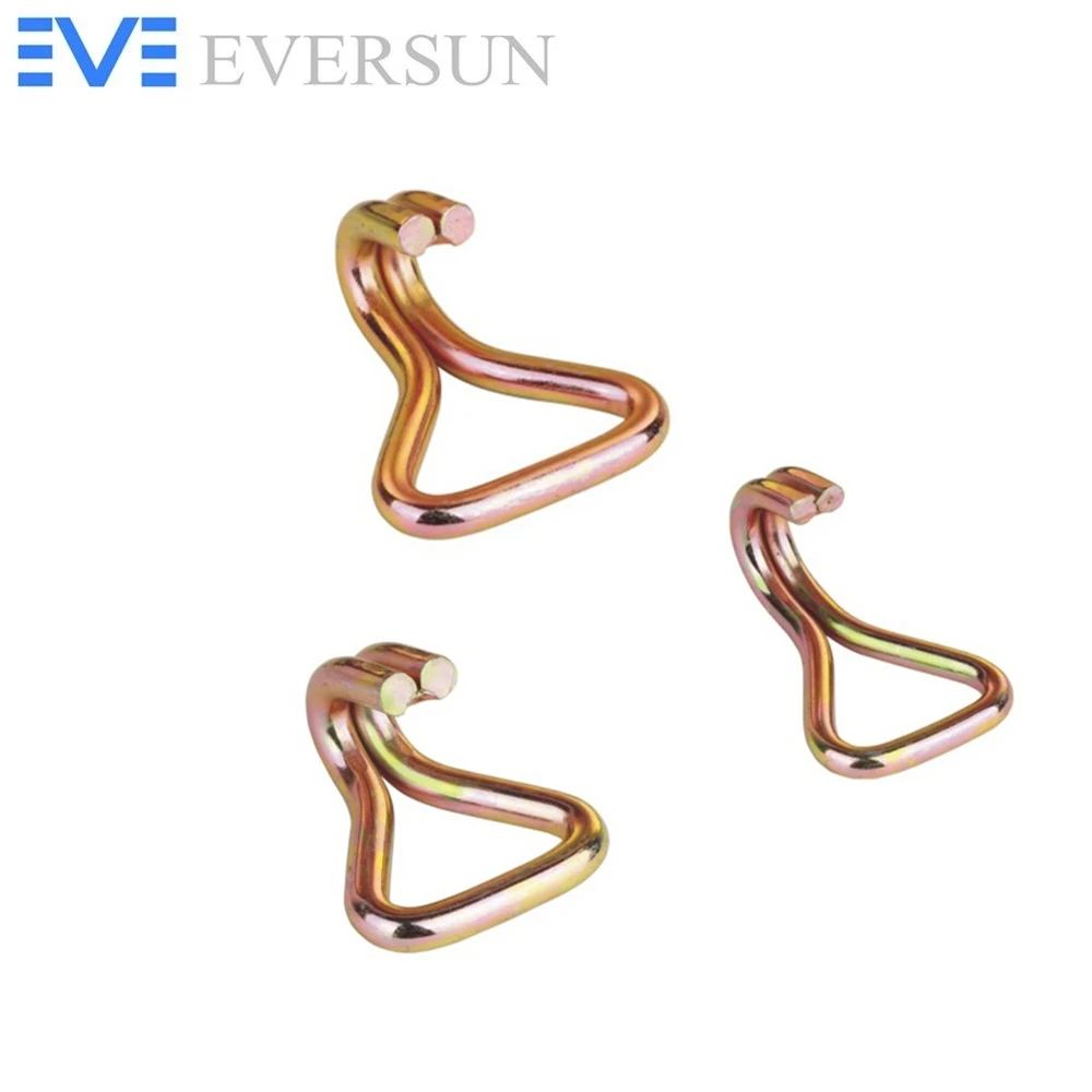 EVERSUN 25mm - 100mm Carbon Steel Double J Hook For Tie Down and Cargo Securing