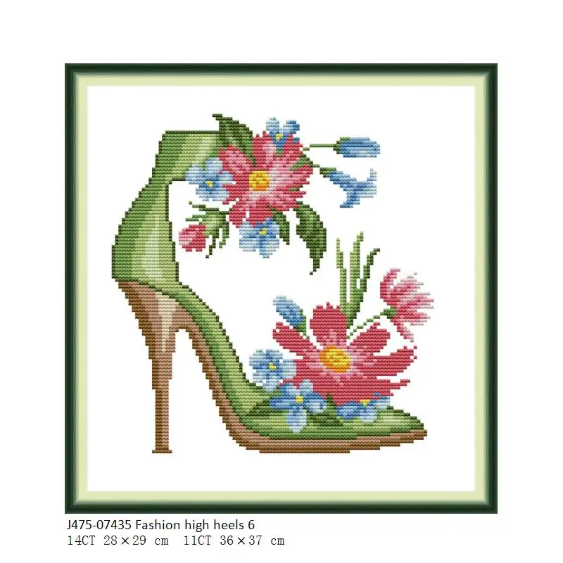 NKF Fashion high heels cross stitch shoes pattern aida cloth cotton dmc thread cross stitch kit