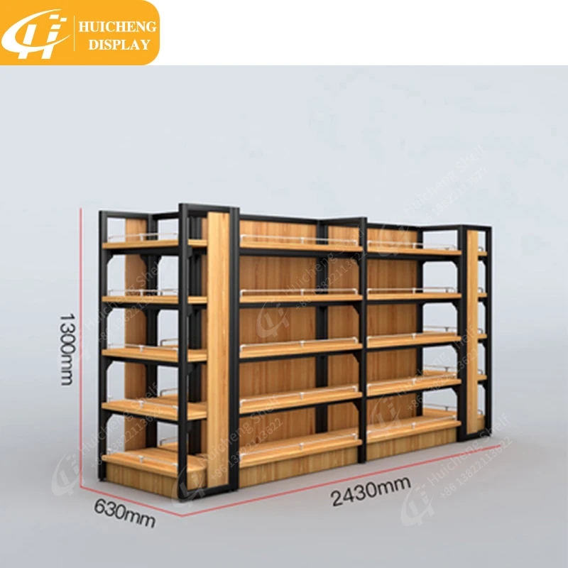 Customized Supermarket Wooden Shelf  rack display racks gondola shelving Supermarket Shelves