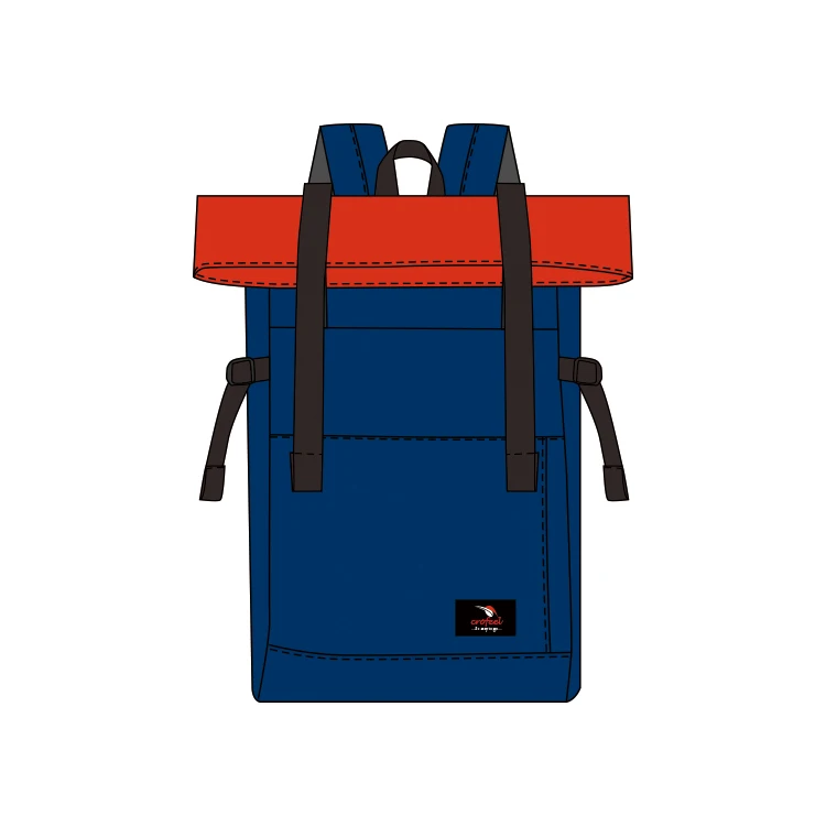 Fashion black vintage waterproof rolltop rucksack outdoor sport travel backpack