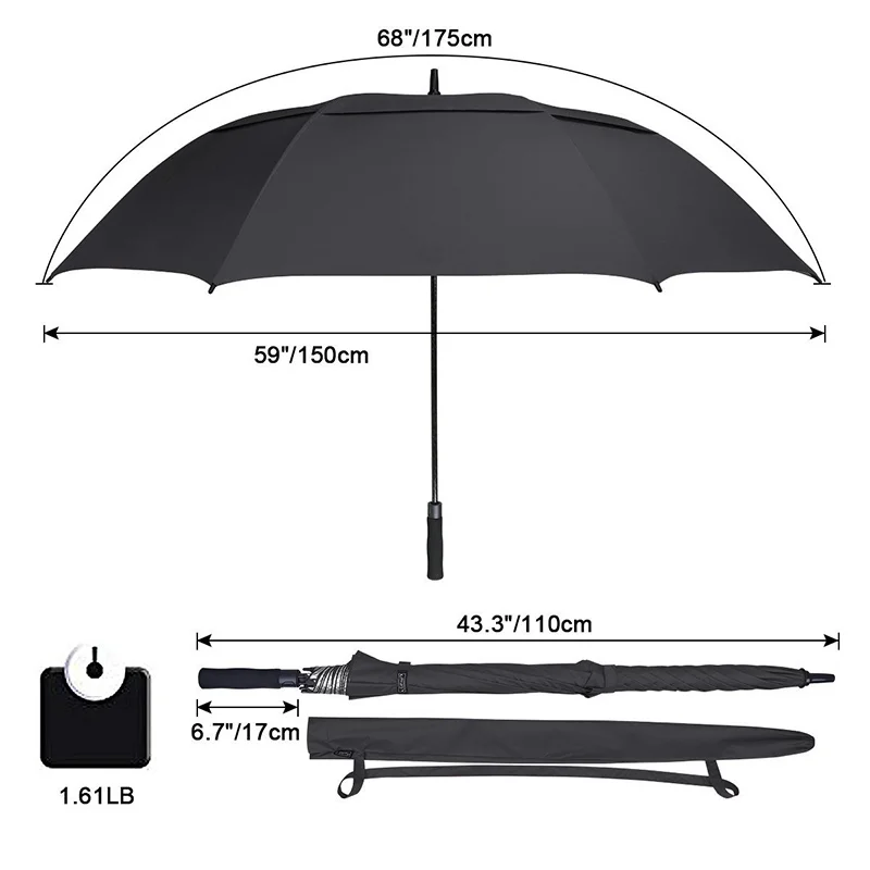 Custom Golf Umbrella with Double Layers Wind Proof