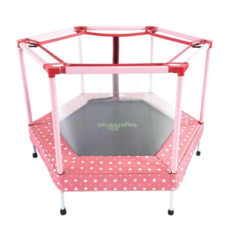 Розовый цвет с белым круг шестиугольный мини батут для детей крытый батут для продажи