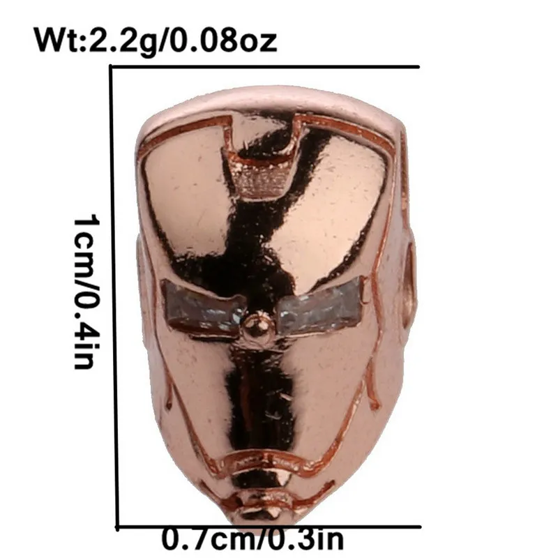 Superman helmet micro inlaid zircon beads iron man copper man bracelets beadings Genuine gold plating bracelet DIY accessories