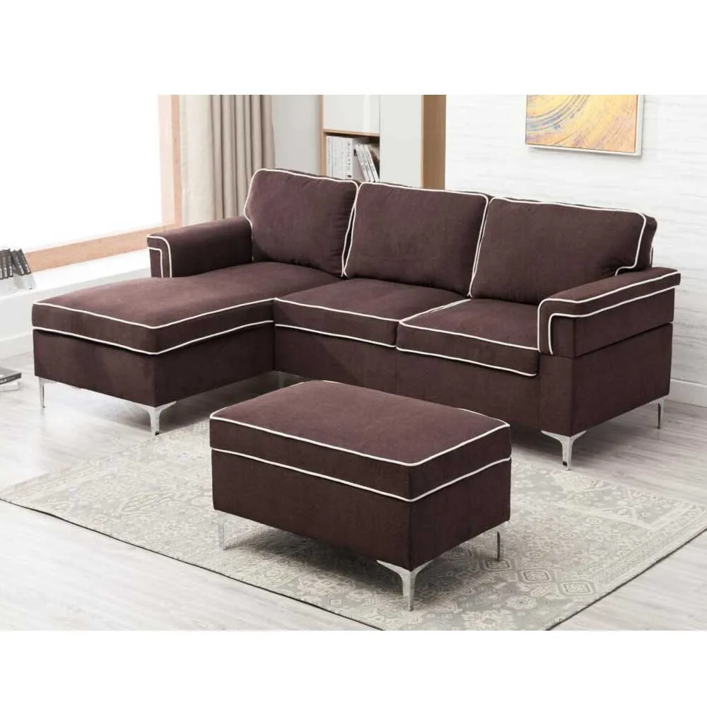 Latest Modern Living Room Contrast Piping Storage Ottoman Sofa Set Sofa Cum  Bed Sofa Bed