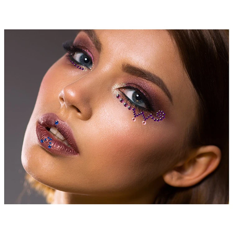 Wholesale colorful self-adhesive rhinestone diamond crystal sticker sheet for face decoration