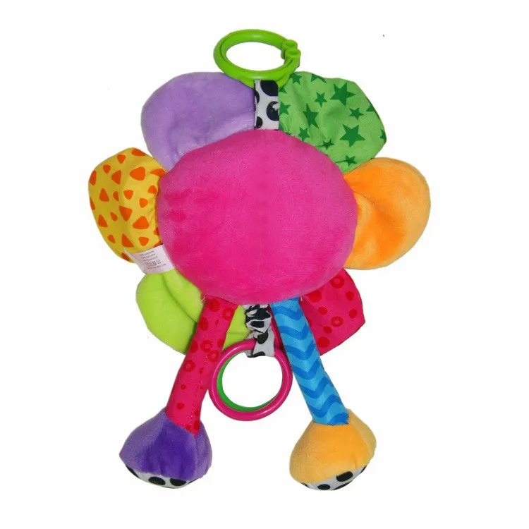 baby soft musical hanging toys beautiful cartoon plush sun flower with smile face