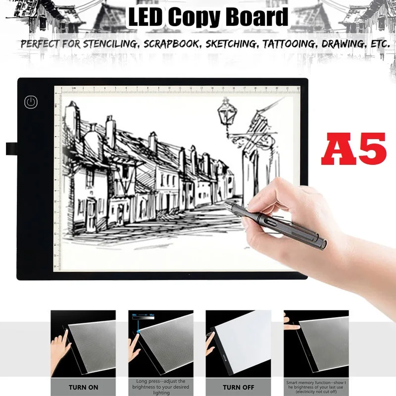 A5 portable mini drawing board led Light Pad with scale led tracing board for students