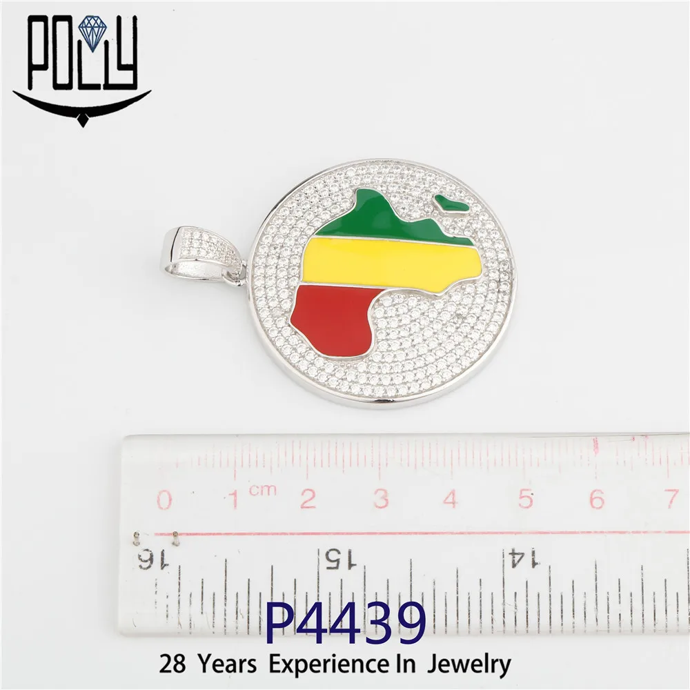 
Wholesale men 925 silver iced out cz hip hop charm Africa map pendant on stock 