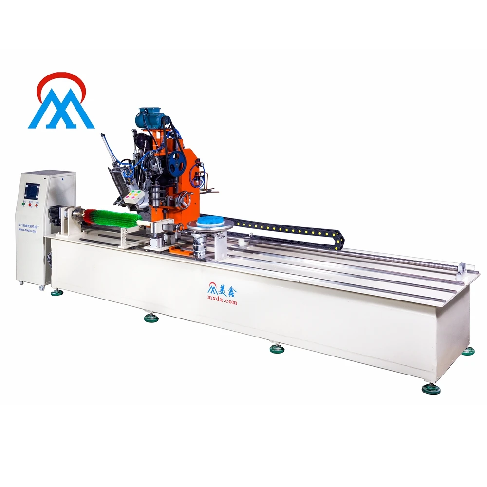 Customized high production 3 axis dinsutrial cleaning brush making machine for making roller/disc/flat brush can tuft 2/3 colors