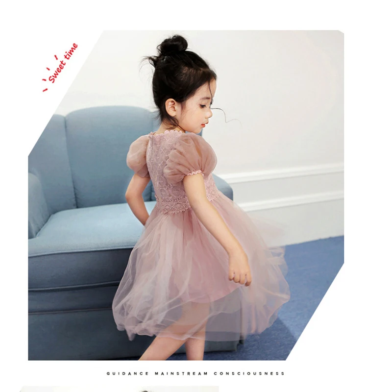 Trendy Girls Pink Veil Princess Party Dress Ruffle Frock Dress Boutique Clothing For Kids