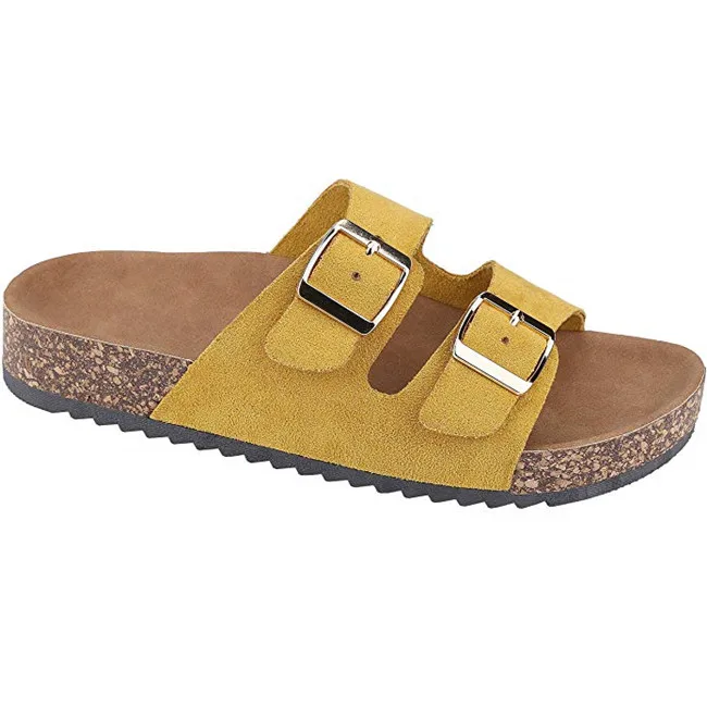 Wholesale Customized New Fashion Design Cheap PU Casual Shoes Flat Buckle Strap Cork Murah Thick Sole Sandals Shoes