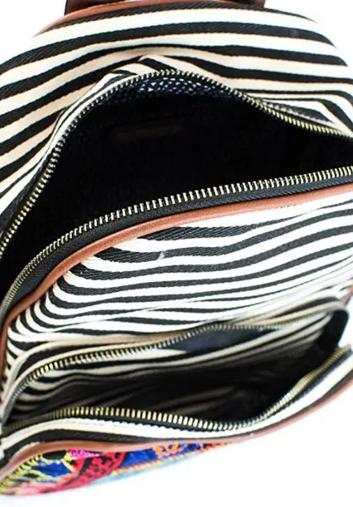 CFP B138 Stcoked Embroidery Stripe Canvas Women Aztec Backpack