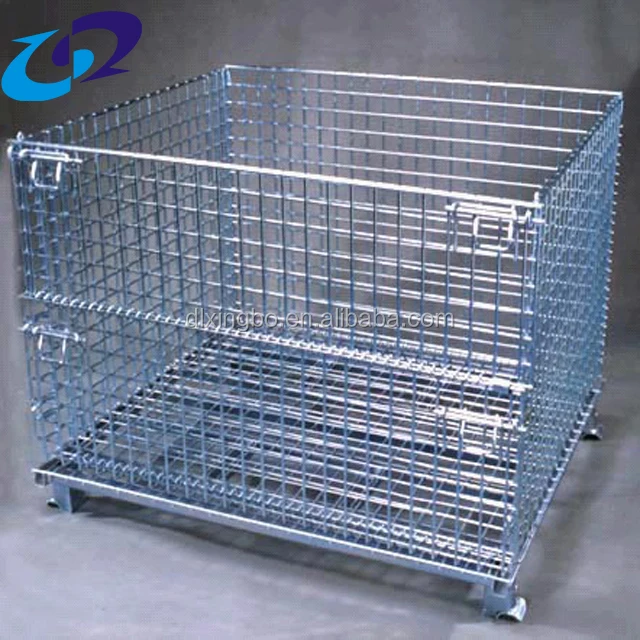Forklift steel folding wire basket warehouse pallet cage