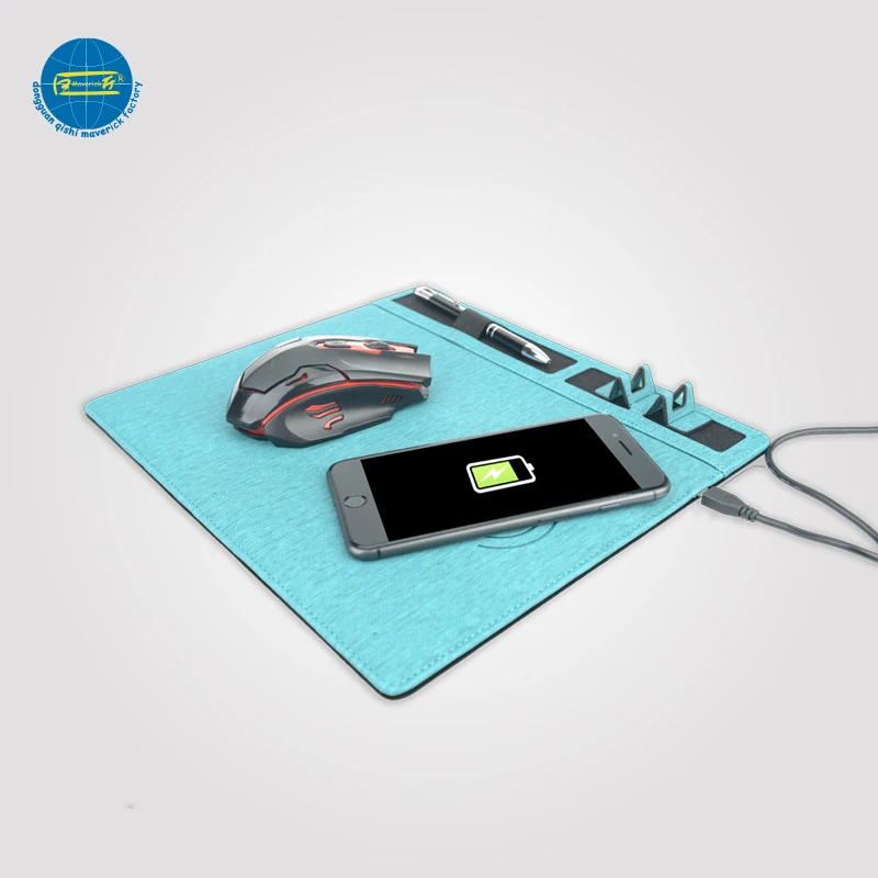 
Desk Customized Logo Wireless Charging Leather Mouse Pad 