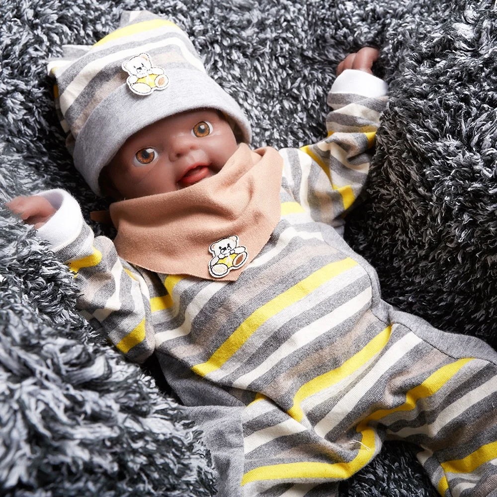 18 inch Lovely Realistic Lifelike Full Silicone Reborn Baby Doll Black