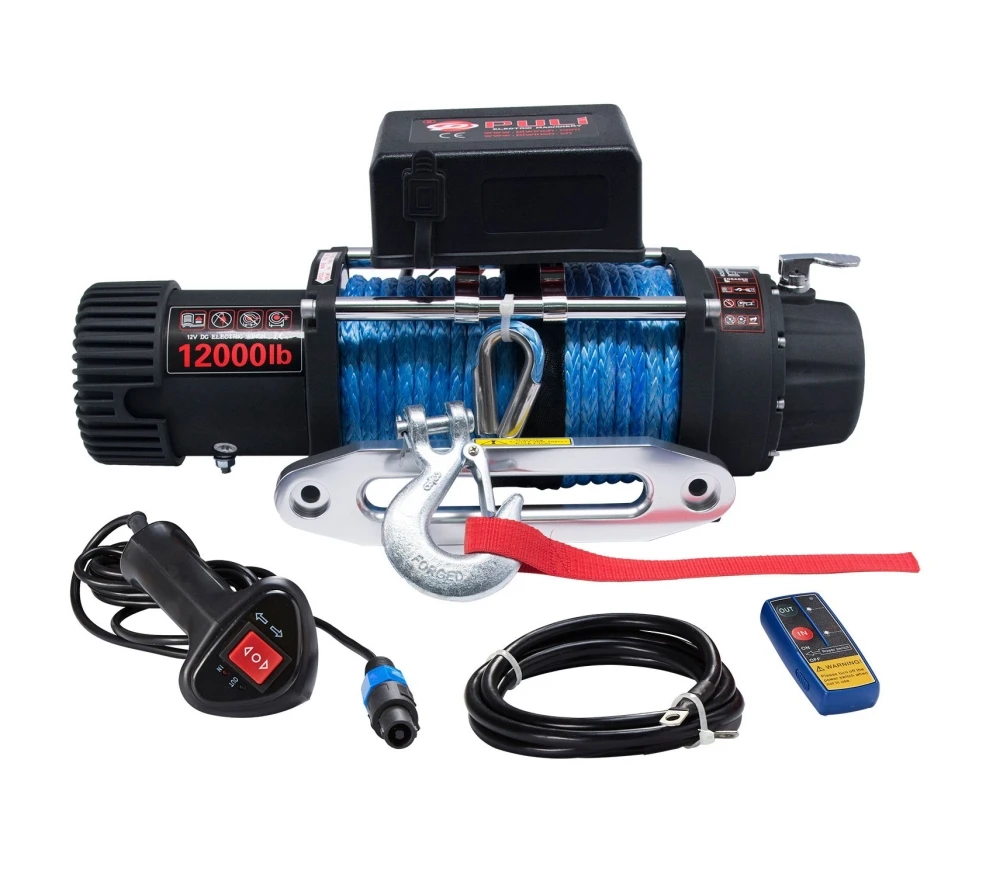 High quality off road 4*4 car electric winch 12000lbs with synthetic rope