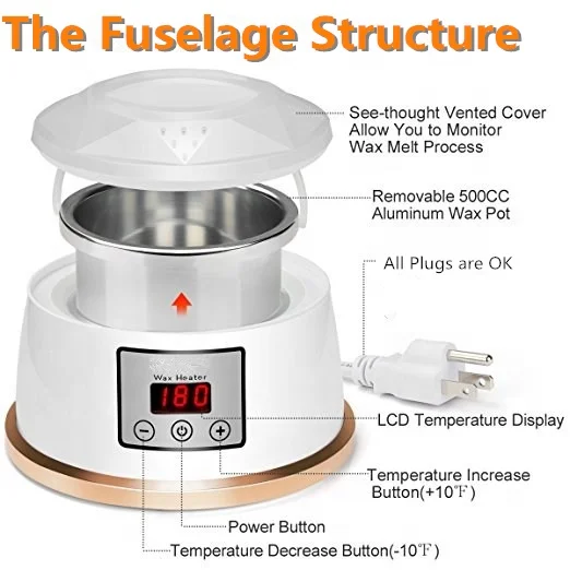 RISESUN Beautiful Appearance Removable Inner Wax Pots 500ml Filter Wax Warmer Heater