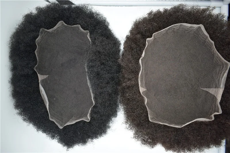 Afro Toupee for Black Men Human Hair Swiss Lace Man Weave Balding Mens Custom Hair Unit 8x10inch Male Hair 1/1b