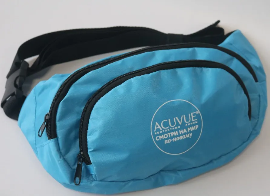 logo printed polyester sport belt zipper waist bag