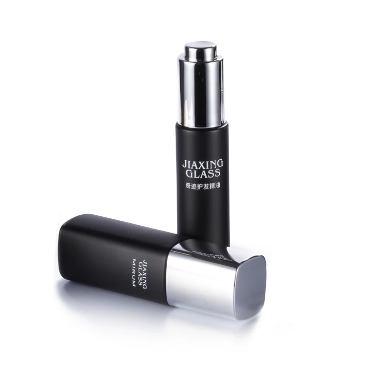 Luxury 15ml 30ml 40ml 100ml empty square spray pump black cosmetic face lotion cream glass bottle jar packaging set