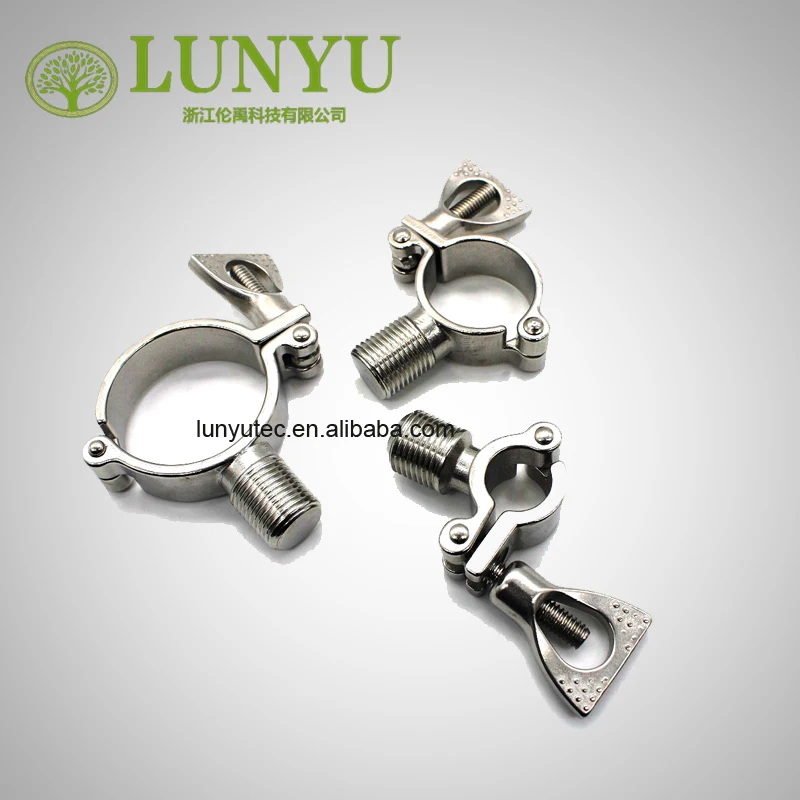 Stainless Steel Sanitary Clamp Tube Holder  With Thread Connection